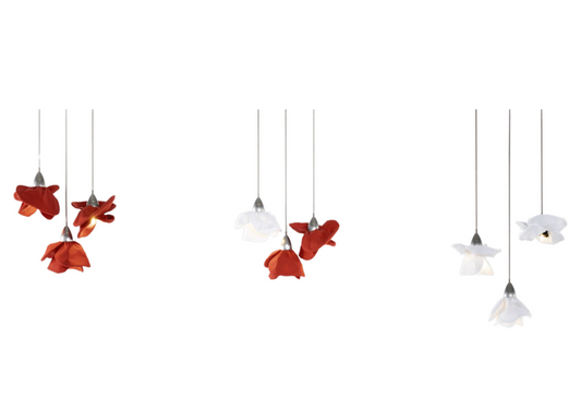 Drievoudige hanglampen Poppy Red & White